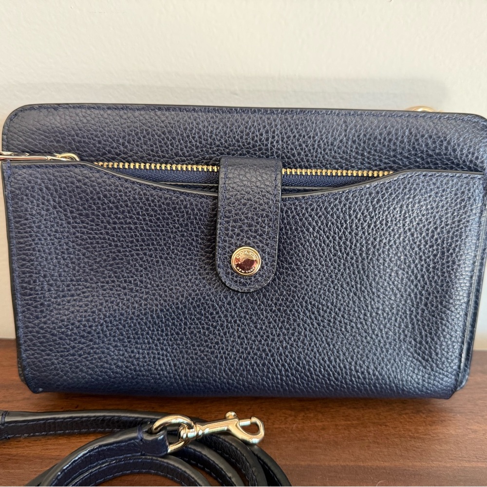 Navy Leather Noa Crossbody Bag by Coach